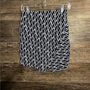 LOFT White and Navy Blue Asymmetrical Mini Skirt